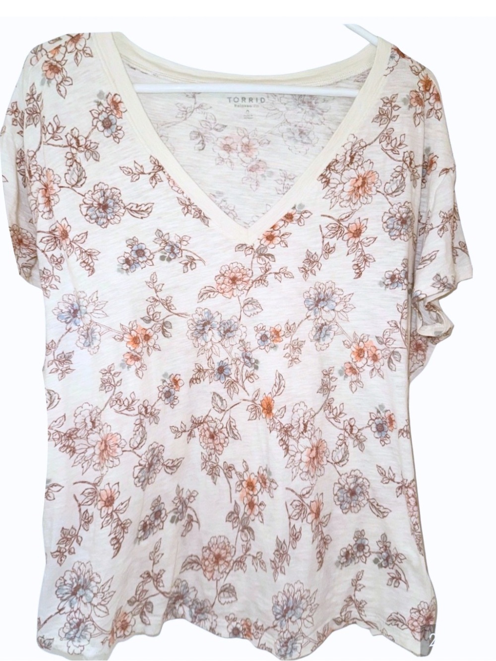 Torrid Relaxed Fit Floral Print Tee, size Large, 12
